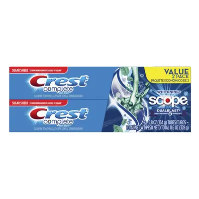 Crest Complete Multi-Benefit Whitening+ Scope Dualblast Toothpaste, 5.8 oz, 2-PACK - Imported fr