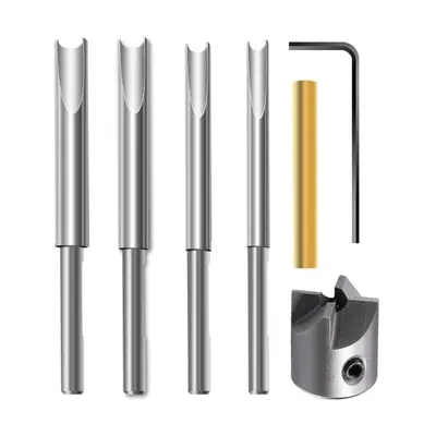 6pcs High-speed Steel 4-blade Milling Cutter Set Pen Reamer Woodworking Tool