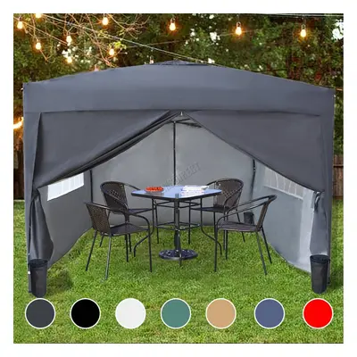 (Grey) Birchtree Waterproof Pop Up Garden Gazebo - x 3m