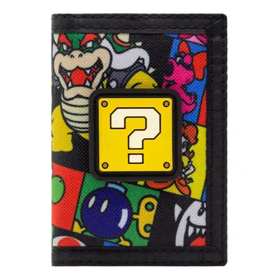 Super Mario Question Block Bowser Bob-omb Coin And Card Tri-Fold Wallet Black