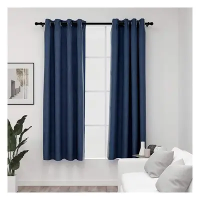 vidaXL Linen-Look Blackout Curtains with Grommets pcs Blue 140x175cm