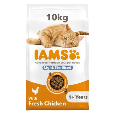 IAMS Light in Fat Dry Cat Food Chicken 10kg - Advanced Nutrition Cat Food - Ages 1+ Years