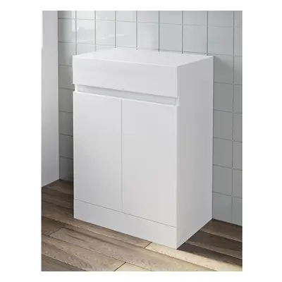 600mm Bathroom Countertop Vanity Door Unit Floor Standing Soft Close White Gloss