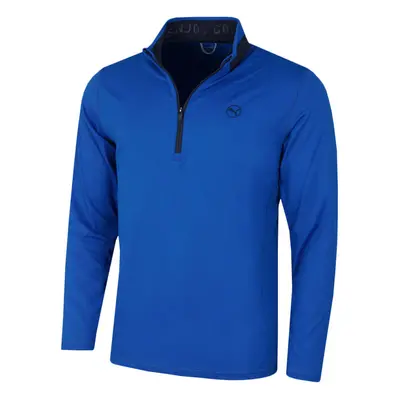 (M, Festive Blue-Navy Blazer) Puma Golf Mens Lightweight 1/4 Zip Moisture Wicking UV Resistant S