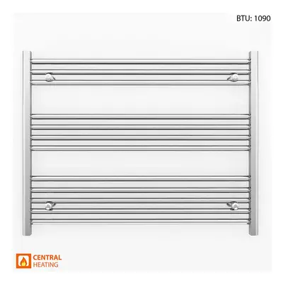 (Chrome Straight Valves, x (BTU: 1090)) 900mm Wide Chrome Towel Rail Radiator With Valves