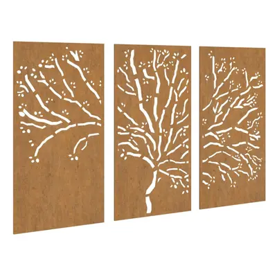 vidaXL Garden Wall Decorations Wall Ornament pcs Corten Steel Tree Design