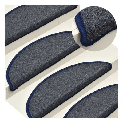 vidaXL 15x Carpet Stair Treads Dark Grey and Blue Stair Step Rug Protection