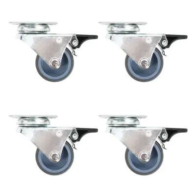 (8 pcs) vidaXL Twin-wheel Swivel Caster with Double Brakes Wheel Caster Trolley Caster