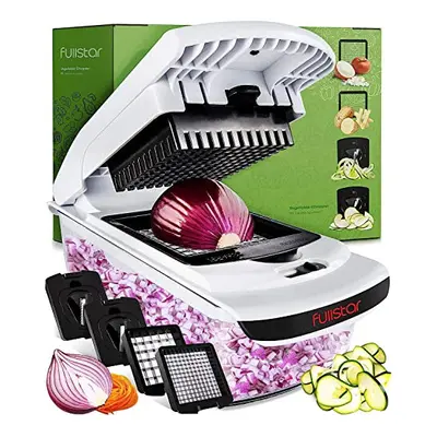 4-in-1 Vegetable Chopper Onion Chopper Food Chopper Manual Spiralizer - Salad Chopper Veg Dicer 