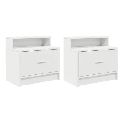 (white, pcs) vidaXL Bedside Cabinet with Drawer Concrete Grey 51x31x47 cm bedside table