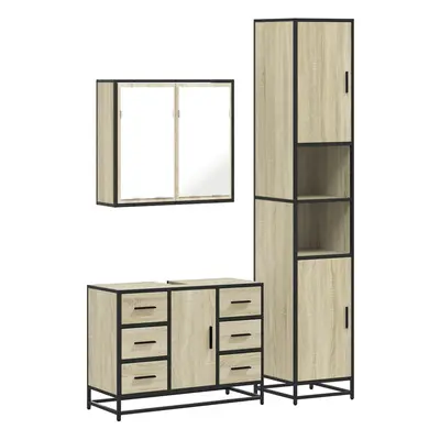 (sonoma oak) vidaXL Piece Bathroom Furniture Set Smoked Oak Engineered Wood