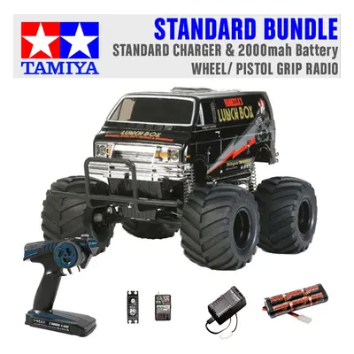 TAMIYA RC Lunch Box Black Edition 1:12 Standard Wheel Radio Bundle