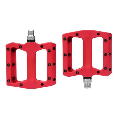 (Red) Mountain Bike Pedals Nylon Fiber Bearing Pedals Oudoor Cycling Antiskid Bike Pedals