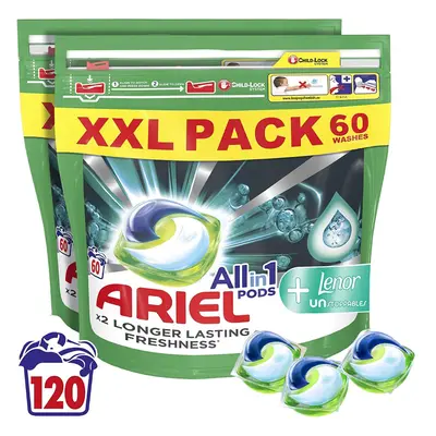 Ariel All-in-1 Pods Washing Liquid Laundry Detergent Tablets/Capsules, Washes (60 x 2) with Leno