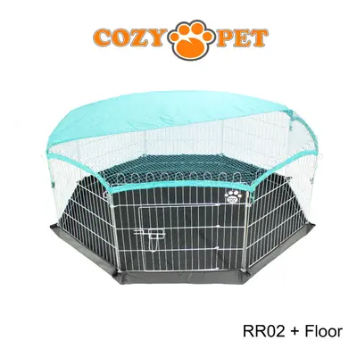 Rabbit Run + Floor Cozy Pet Galvanised Outdoor Use Guinea Pig Playpen RR02