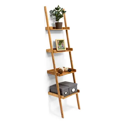 Relaxdays Wooden Shelf Bamboo Bookcase Shelves x x cm Bathroom Shelf with Tiers Living Room Offi