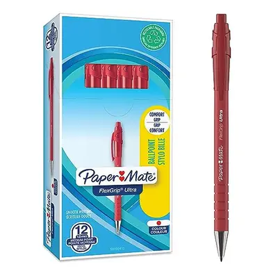 Paper Mate Flexgrip Ultra Retractable Ballpoint Pens, Medium Point (1.0mm), Red, Count