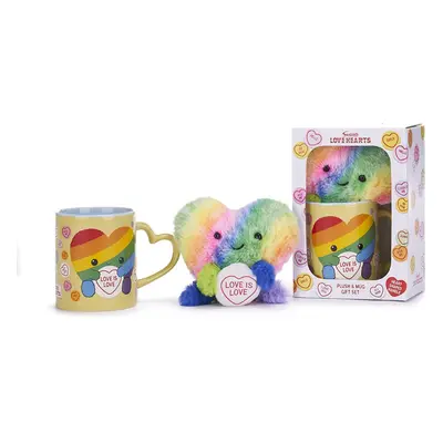 Posh Paws Swizzels Love Hearts Arty The Big Hearty 'Love is Love' 11OZ Mug & Plush Gift Set, Yel