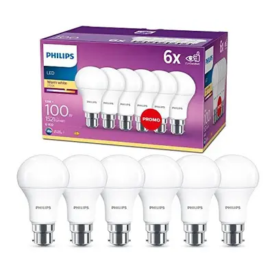 Philips LED B22 Frosted Pack Light Bulbs - W (100 W) [Warm White] EyeComfort Non Dimmable for In