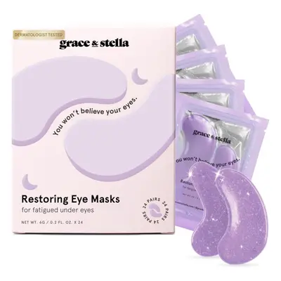 grace & stella Purple Under Eye Gel Patches with Retinol Pairs - Dermatologist Tested Restoring 