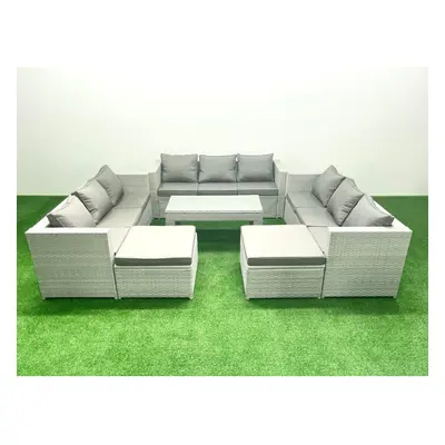 Fimous Rattan Garden Outdoor Furniture Set Seater Garden Sofa Oblong Coffee Table Set with Big F