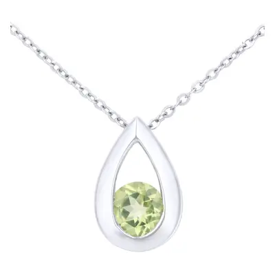 Jewelco London 9ct White Gold Round 0.3ct Peridot Teardrop Pendant Necklace inch 46cm - PP0AXL17