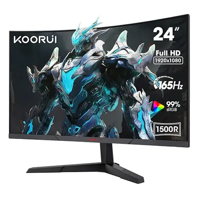 24 Inch Gaming Monitor -FHD 1080P Curved Monitor 165Hz VA 1ms 1500R PC Monitors with Adaptive Sy