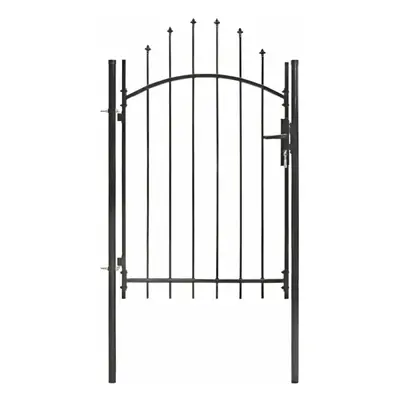 vidaXL Garden Gate with Arched Top Steel 1x2m Black Outdoor Patio Barrier Door