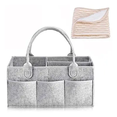 Nappy Caddy Organiser + Baby Changing Mat, Portable Baby Diaper Caddy Organizer for Wipes, Toys.