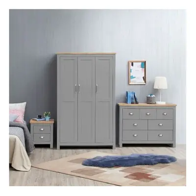 Lisbon Piece Set Doors Wardrobe Drawer Chest Bedside Light Grey