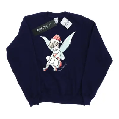 (L, Navy Blue) Disney Mens Tinkerbell Christmas Fairy Sweatshirt