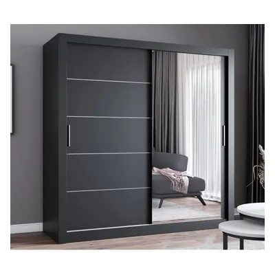 (120cm, Black) FHI-IBIZA Modern Sliding Door Wardrobe