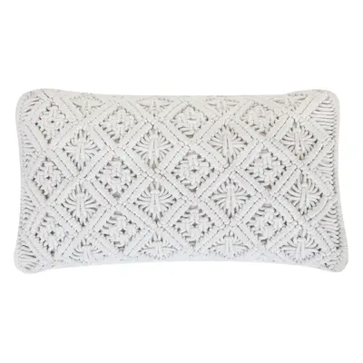 Throw Cushion ALATEPE Cotton x cm Geometric MacramÃ© White