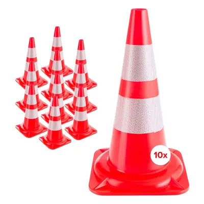 AREBOS 10x Traffic Cones | Orange-White | with Reflective Stripes | 19.7 in (50 cm)