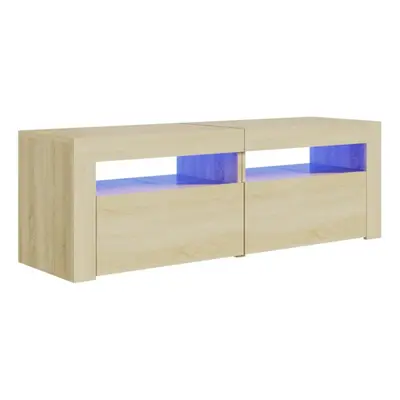 vidaXL TV Cabinet with LED Lights Sonoma Oak Hifi Stand Living Room Furniture