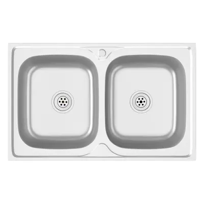 vidaXL Kitchen Sink with Double Basins Silver 800x500x155 mm Stainless Steel