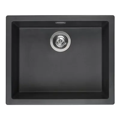 Reginox Amsterdam Integrated Single Bowl Granite Kitchen Sink Black Silvery