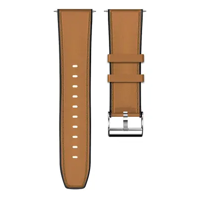 (Brown) 24mm Leather Replacement Strap Smart Watch Band