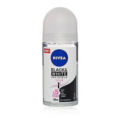 Nivea Invisible for Black & White Clear Roll-On Anti-Perspirant Deodorant ml (Pack of 3)