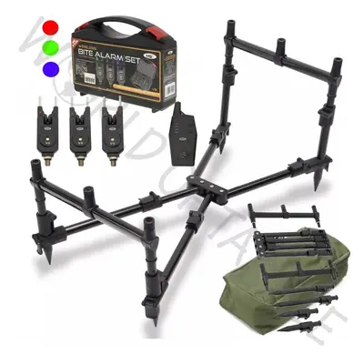 Rod Pod Carp Fishing Rod Nomad NGT AND Wireless Bite Alarm Set and Receiver