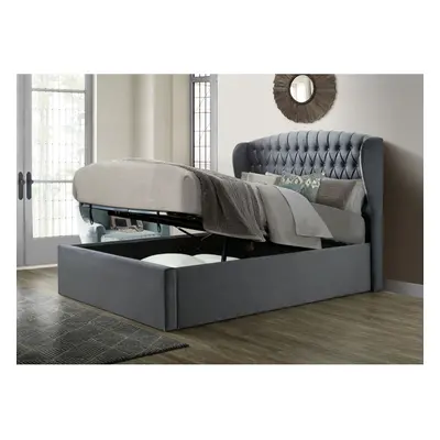 (Double) Warwick Grey Velvet Ottoman Storage Bed