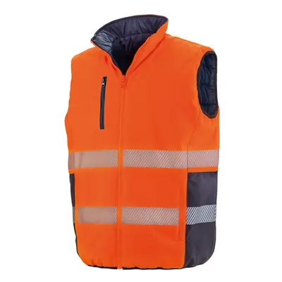 (XL, Fluorescent Orange/Navy) SAFE-GUARD by Result Mens Reversible Gilet