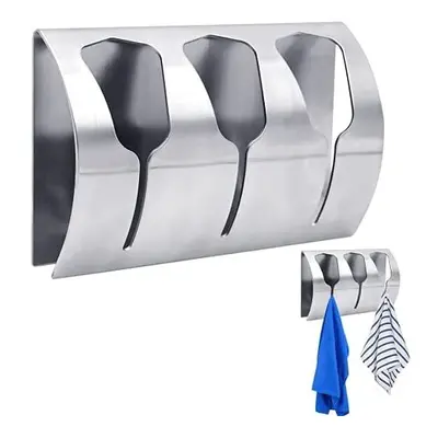 Triple Self Adhesive Towel Holders, Hooks Stainless Steel Wall Mount Rack Towel Hangers No Drill