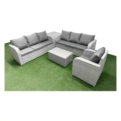 Fimous Seater Poly Rattan Outdoor Garden Furniture Sofa Set Patio Seater Sofa Reclining Chair Se