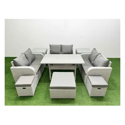 Fimous Seater PE Wicker Rattan Furniture Sofa Sets with Rectangular Dining Table Seater Love Sof