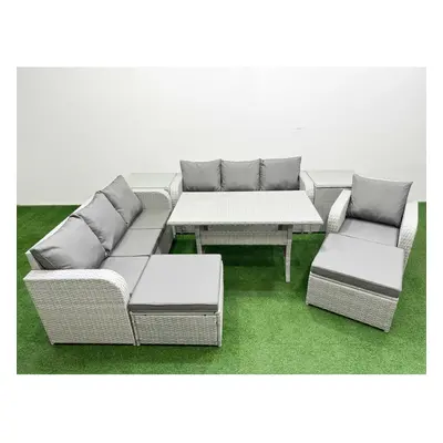 Fimous Seater Poly Rattan Outdoor Garden Furniture Rectangular Dining Table Sofa Set Seater Sofa