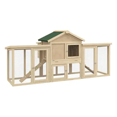 PawHut Wood Chicken Coop Hens Cage Poultry House with Nesting Boxes Run