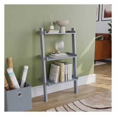 (Grey) York Tier Ladder Bookcase Leaning Shelving Unit