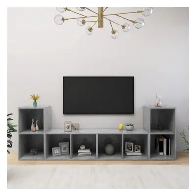 vidaXL 4x TV Cabinets Concrete Grey Chipboard Home Furniture TV Stand Unit