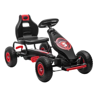 HOMCOM Children Pedal Go Kart w/ Adjustable Seat, Rubber Wheels, Brake - Red